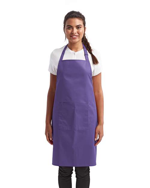 Artisan Collection by Reprime RP154 Recycled Pocket Bib Apron - Purple - model front