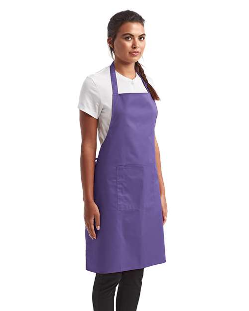 Artisan Collection by Reprime RP154 Recycled Pocket Bib Apron - Purple - model side