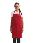 Artisan Collection by Reprime RP154 Recycled Pocket Bib Apron - Red - model front