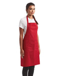 Artisan Collection by Reprime RP154 Recycled Pocket Bib Apron - Red - model side