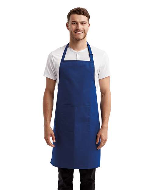 Artisan Collection by Reprime RP154 Recycled Pocket Bib Apron - Royal - model front