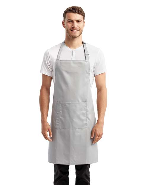Artisan Collection by Reprime RP154 Recycled Pocket Bib Apron - Silver - model front