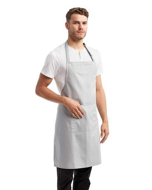Artisan Collection by Reprime RP154 Recycled Pocket Bib Apron - Silver - model side
