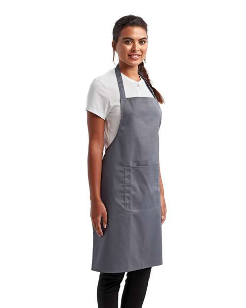 Artisan Collection by Reprime RP154 Recycled Pocket Bib Apron - Steel - model side