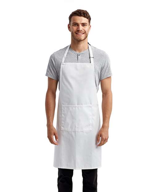 Artisan Collection by Reprime RP154 Recycled Pocket Bib Apron - White - model front