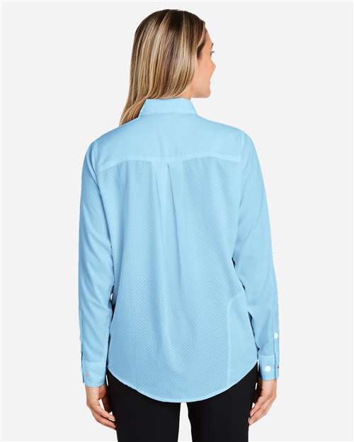 HUK H615006 Women's Tide Point Shirt - Crystal Blue - model back