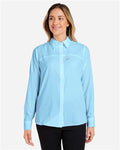 HUK H615006 Women's Tide Point Shirt - Crystal Blue - model front