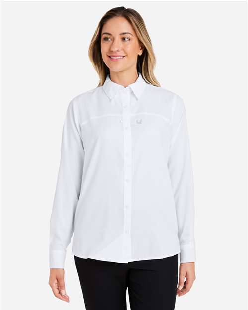 HUK H615006 Women's Tide Point Shirt - White - model front