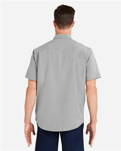 HUK H150154 Men's Kona Short Sleeve Solid Shirt - Harbor Mist - model back