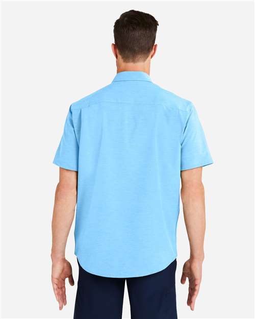 HUK H150154 Men's Kona Short Sleeve Solid Shirt - Marolina Blue - model back