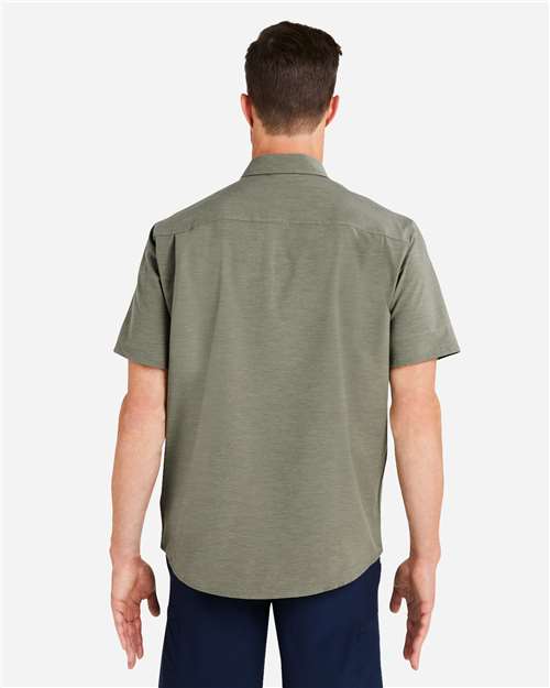 HUK H150154 Men's Kona Short Sleeve Solid Shirt - Moss - model back