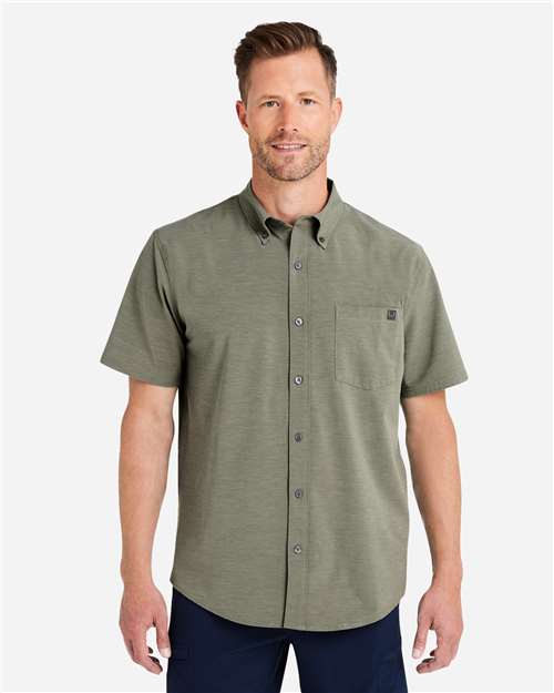 HUK H150154 Men's Kona Short Sleeve Solid Shirt - Moss - model front