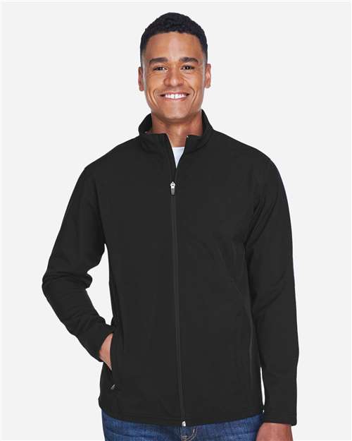 Team 365 TT80 Men's Leader Soft Shell Jacket - Black - model front