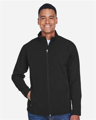 Team 365 TT80 Men's Leader Soft Shell Jacket - Black - model front
