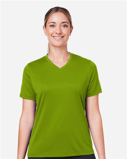 Team 365 TT15W Women's Zone Performance Mesh T-Shirt - Acid Green - model front
