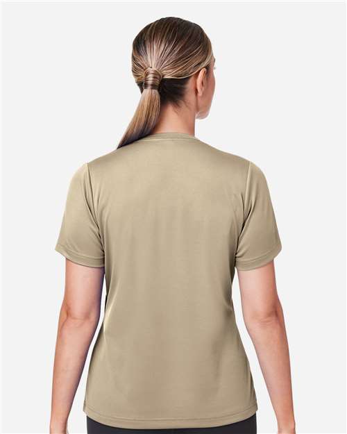 Team 365 TT15W Women's Zone Performance Mesh T-Shirt - Desert Khaki - model back