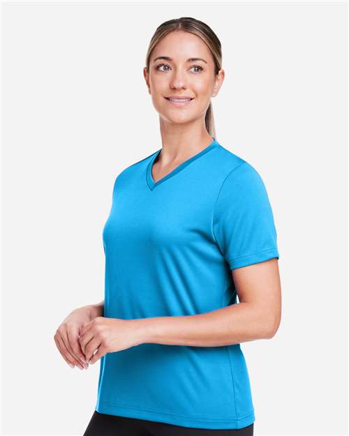 Team 365 TT15W Women's Zone Performance Mesh T-Shirt - Electric Blue - model side