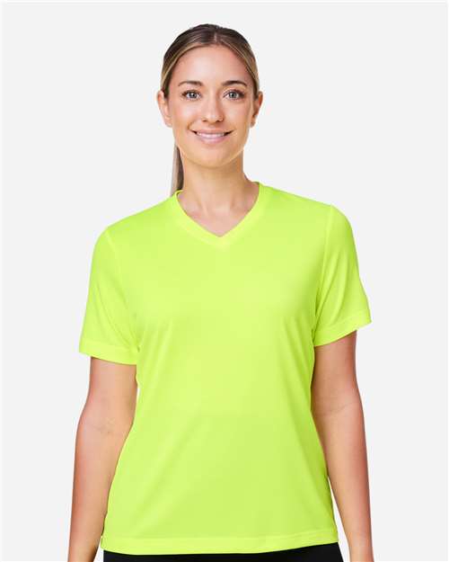 Team 365 TT15W Women's Zone Performance Mesh T-Shirt - Safety Yellow - model front