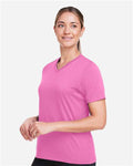 Team 365 TT15W Women's Zone Performance Mesh T-Shirt - Sport Charity Pink - model side