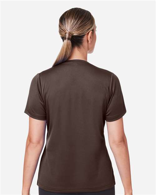 Team 365 TT15W Women's Zone Performance Mesh T-Shirt - Sport Dark Brown - model back