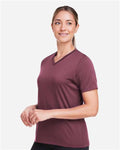 Team 365 TT15W Women's Zone Performance Mesh T-Shirt - Sport Dark Maroon - model side