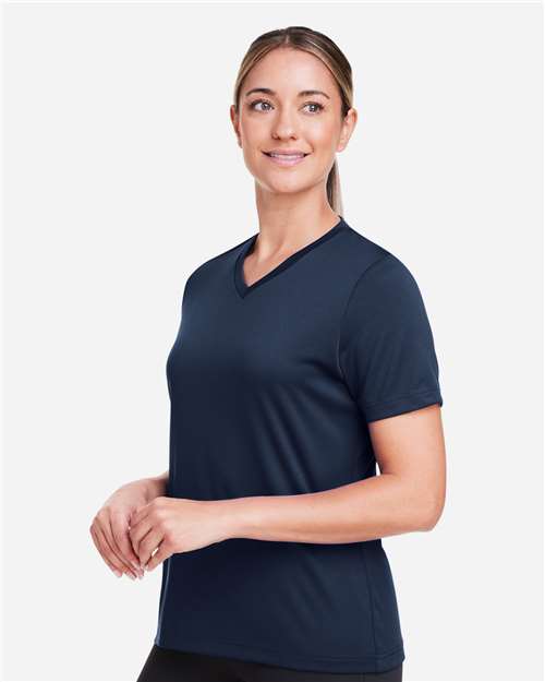 Team 365 TT15W Women's Zone Performance Mesh T-Shirt - Sport Dark Navy - model side