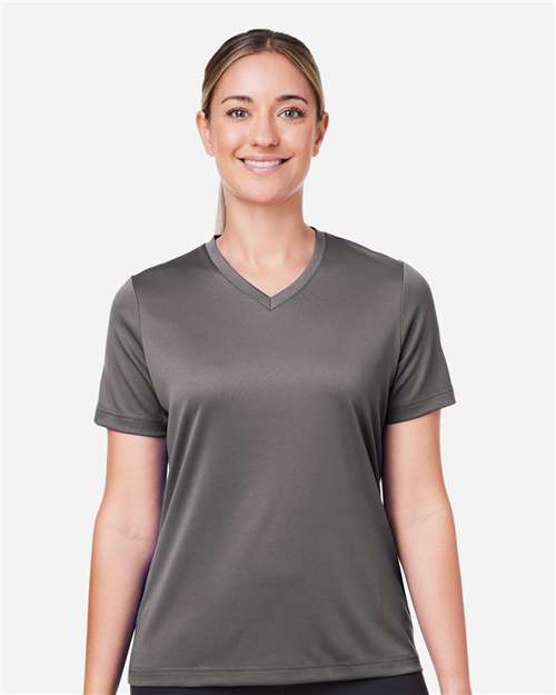 Team 365 TT15W Women's Zone Performance Mesh T-Shirt - Sport Graphite - model front
