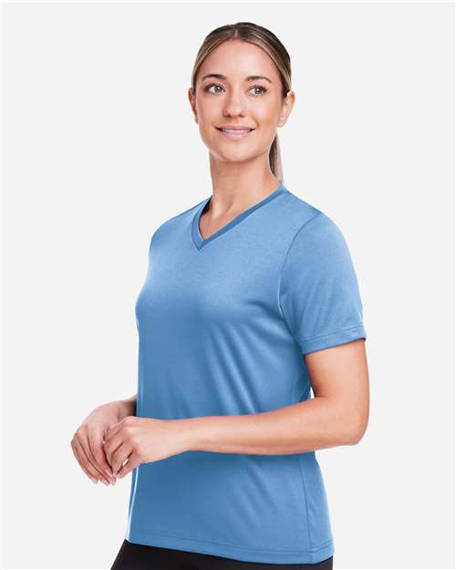 Team 365 TT15W Women's Zone Performance Mesh T-Shirt - Sport Light Blue - model side
