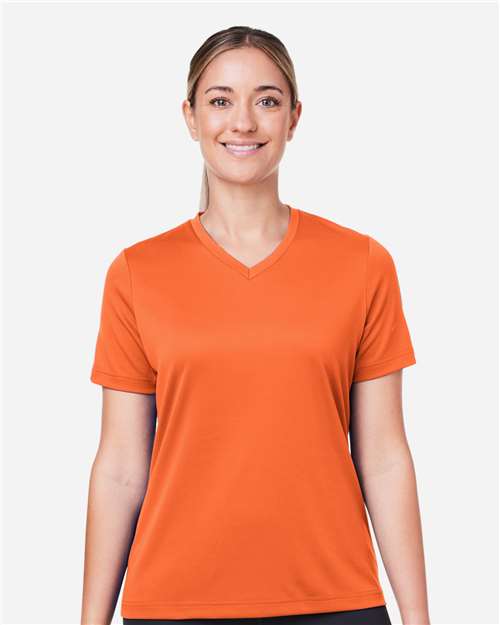 Team 365 TT15W Women's Zone Performance Mesh T-Shirt - Sport Orange - model front
