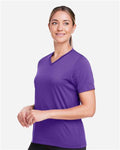 Team 365 TT15W Women's Zone Performance Mesh T-Shirt - Sport Purple - model side