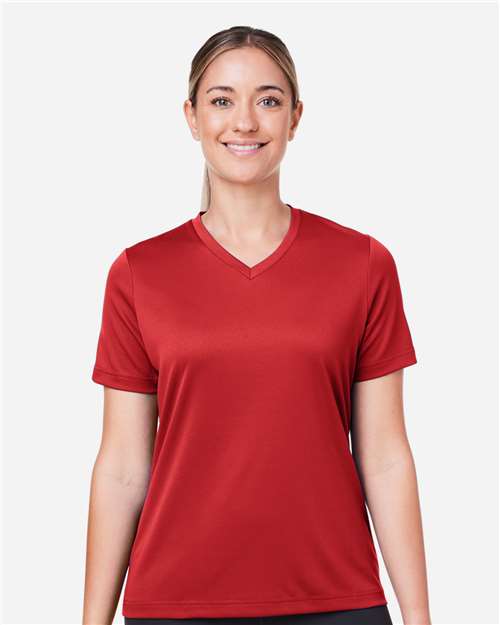 Team 365 TT15W Women's Zone Performance Mesh T-Shirt - Sport Scarlet Red - model front