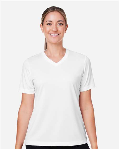 Team 365 TT15W Women's Zone Performance Mesh T-Shirt - White - model front