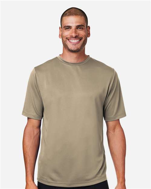 Team 365 TT15 Men's Zone Performance Mesh T-Shirt - Coyote Brown - model front
