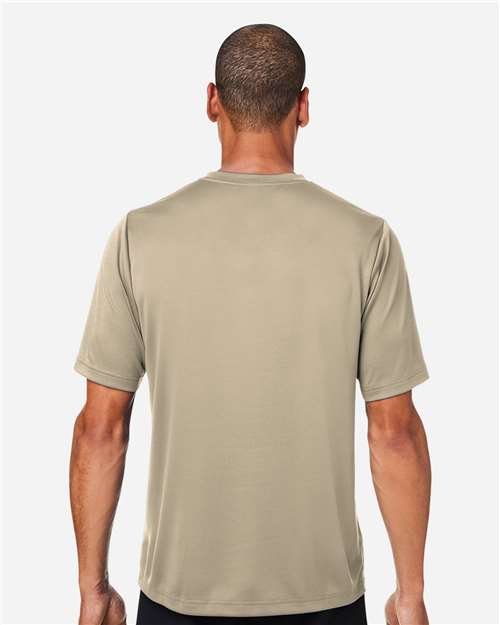 Team 365 TT15 Men's Zone Performance Mesh T-Shirt - Desert Khaki - model back