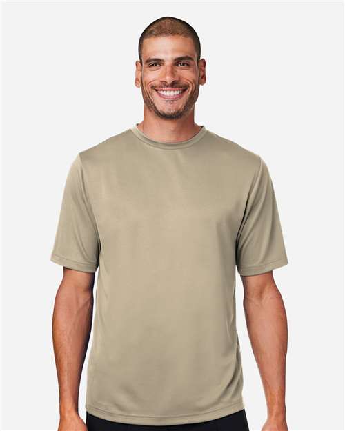 Team 365 TT15 Men's Zone Performance Mesh T-Shirt - Desert Khaki - model front
