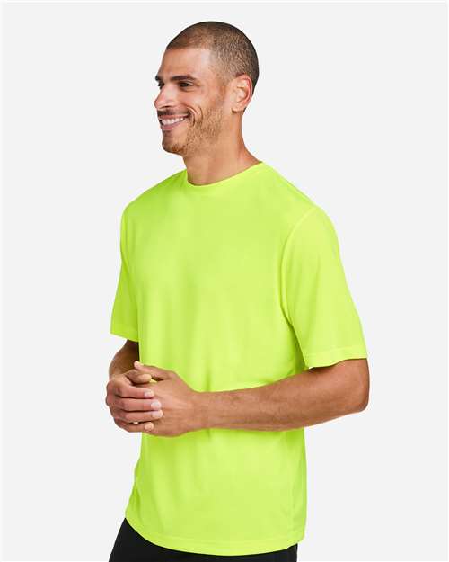 Team 365 TT15 Men's Zone Performance Mesh T-Shirt - Safety Yellow - model side