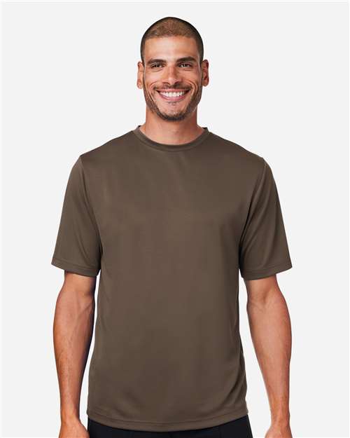 Team 365 TT15 Men's Zone Performance Mesh T-Shirt - Sport Dark Brown - model front