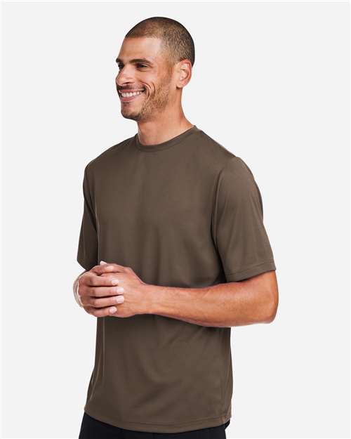 Team 365 TT15 Men's Zone Performance Mesh T-Shirt - Sport Dark Brown - model side