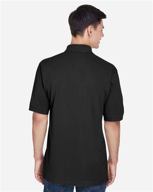 Harriton M265 Men's Easy Blend Polo - Black - model back