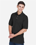 Harriton M265 Men's Easy Blend Polo - Black - model side