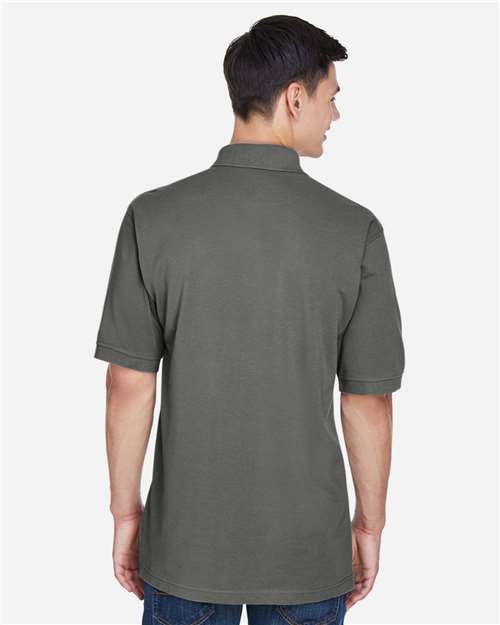 Harriton M265 Men's Easy Blend Polo - Charcoal - model back
