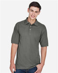 Harriton M265 Men's Easy Blend Polo - Charcoal - model front