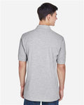 Harriton M265 Men's Easy Blend Polo - Grey Heather - model back