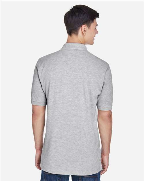 Harriton M265 Men's Easy Blend Polo - Grey Heather - model back
