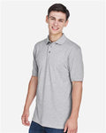Harriton M265 Men's Easy Blend Polo - Grey Heather - model side
