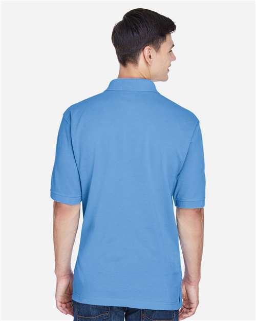 Harriton M265 Men's Easy Blend Polo - Light College Blue - model back