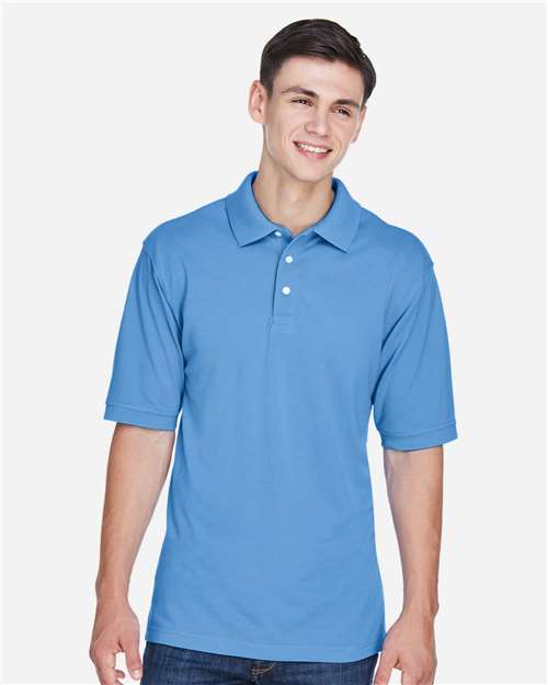Harriton M265 Men's Easy Blend Polo - Light College Blue - model front