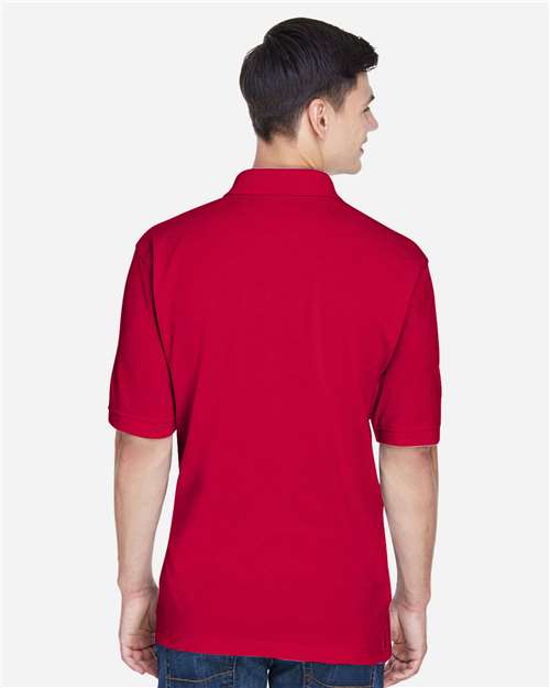 Harriton M265 Men's Easy Blend Polo - Red - model back