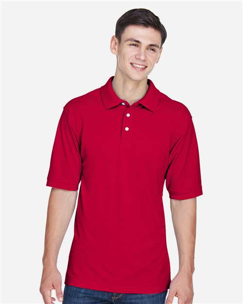 Harriton M265 Men's Easy Blend Polo - Red - model front