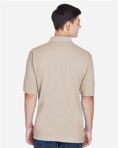 Harriton M265 Men's Easy Blend Polo - Stone - model back
